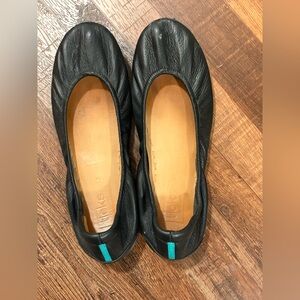 Tieks Women's Black Leather Flats with Teal Accent